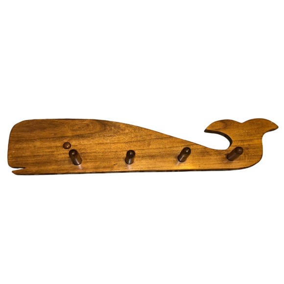 Wooden Whale | Wall Mount | Hanging Coat Rack | Nautical Decor - Picture 1 of 14